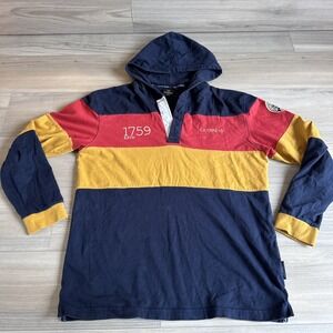 Guiness Rugby Shirt Mens Large Hooded Striped Heavy Cotton Ireland Beer Preppy